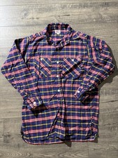 Winter King Sanforized Flannel Button Up Shirt True Vtg 40s 50s Sz Large 29x20 picture