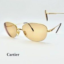 Vintage Cartier Paris Trinity Style Half Rim Sunglasses Gold 55-18-145 France picture