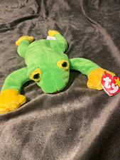 Ty Beanie Babies Smoochy Frog Plush Beanbag Green Yellow 1997 Vintage picture