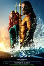 AQUAMAN MOVIE POSTER Orig. Double Sided 27x40 Aquaman With Mera Style 2018 Mint picture