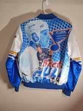 🔥  Vintage Chalkline Brett Hull Fanimation Jacket STL Blues NHL Size Large  picture