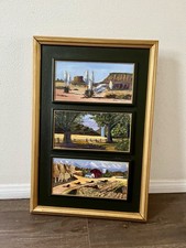 Framed Triptych Three Distinct Landscape Painting With Single Frame 19/29 Inch picture
