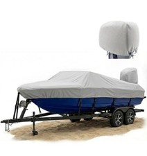 FOCEAN Boat Cover for 16-18ft Boats, 1200D Waterproof Heavy Duty Tarp Gray. picture