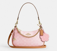 NWT Coach Teri Shoulder Bag Powder Pink Gold Signature Charms CEA20 picture