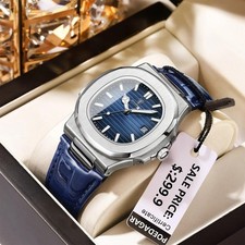 Poedagar Luxury Square Men Watch Date Waterproof Luminous Wristwatch picture