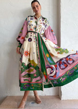 Alemais Seeker Maxi Dress AU 10 US 6 Shirtdress Long Sleeve Belted RARE Designer picture