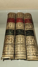 Antique 1869 Pictorial Bible John Kitto 3 Vol Leather Set.  Rare Presentation. picture