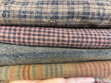 Vintage Handwoven Fabric Bundle Primitive Cotton Textile 4 Pieces Patchwork picture
