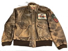 Vintage Disney Mickey Victory Leather Flight Jacket 28th Sz M Donald Goofy picture