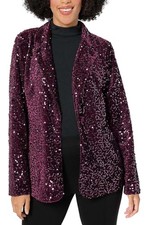 Joan Rivers Women's Velvet Sequin Blazer Merlot picture