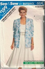6174 Butterick SEWING Pattern Misses Loose Fitting Jacket Top Skirt See & Sew picture