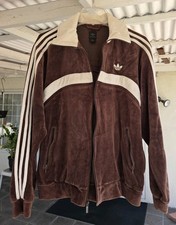 Original Vintage Adidas Late 70’s/Early 80’s Velour Track Jacket Brown Medium picture