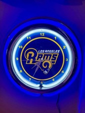 LA Los Angeles Rams Throwback Football Bar Man Cave Neon Style LED Clock Sign picture