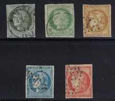 France, 1870-1871, 5 Stamps Between Scott #38 and #47, Used picture