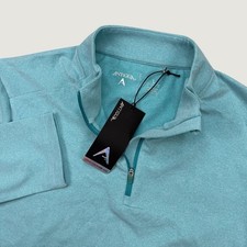 NEW Antigua Mens L Swing Set 1/4 Zip Pullover Teal Heathered Performance Top NWT picture