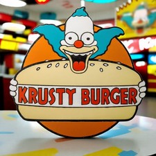 🍔 Krusty Burger Wall Art – Engraved Simpsons Sign | Handmade Decor picture