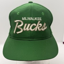 Vintage Milwaukee Bucks Sports Specialties NBA Script Logo SnapBack Cap Hat 90s  picture