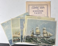 6 Vintage Litho Print Lot Clipper Ships Schooner Yachts 8x10 Sidney Lucas NY picture