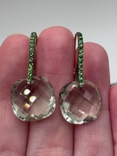 Rarities Carol Brodie Sterling Silver Green Stone Drop Earrings picture