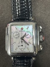 michelle deco Chronograph watch for women. Leather Band picture