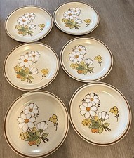 Vtg 1970s Floral Expressions Hearthside Stoneware Summertime Salad Plates Japan picture