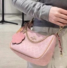 NWT Coach Gold Powder Pink Teri Shoulder Bag Signature with Charms CEA20 picture