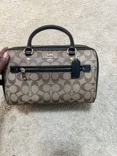 Coach Brown Signature Canvas Satchel With Dark Brown Trim picture