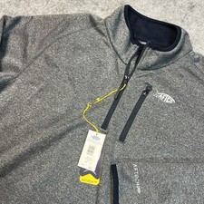 AFTCO 1/4 Zip Fleece Pullover Men's XL Gray AFTECH Fishing shirt NEW picture