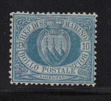 SAN MARINO COAT OF ARMS 1877 MNH CERT CILIO picture