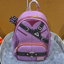 Loungefly Marvel Hawkeye Purple Mini Backpack Zip Adjustable Strap Pockets Charm picture