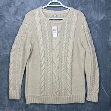 L.L. Bean Open Cable Knit Heavyweight Sweater Women's XL TALL Crewneck picture