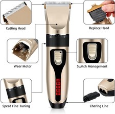 Dog Cat Pet Grooming Kit Rechargeable Cordless Electric Hair Clipper Trimmer Set picture