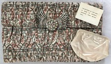 VTG HM British India Pleated Cloth Clutch Purse Art Deco Metal Closure READ picture