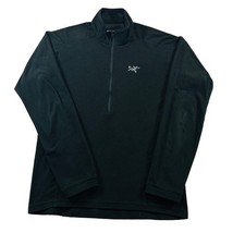 Arc'teryx Fleece Pullover Mens M Black Rho AR Polartec Grid Quarter Zip Midlayer picture