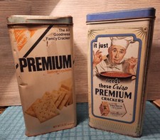 VTG Nabisco Premium Saltine Crackers Tins Nabisco 1970 & 1993 picture