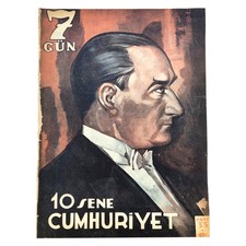 1933 Mustafa Kemal Ataturk Cover 10th Anniversary Turkish Republic Magazine News picture