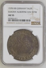 1578 HB German Thaler, Saxony-Albertine NGC AU55 DAV-9798 MAGNIFICENT picture