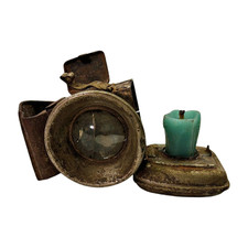 Vintage Hand-Forged Iron Candle Lamp – English Style Primitive candle Holder picture