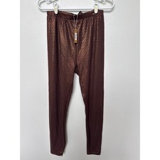 SKIMS Metallic Shimmer Monogram Leggings Bronze Brown NWT Womens Large picture