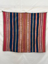 Vintage Peruvian Aguayo Hand Woven Wool Blanket Andean Folk Art Textile Decor picture