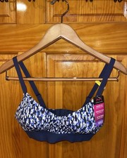 NWT Maidenform Women’s Sz Medium Impact Sports Bra Navy Blue Camouflage Print picture