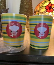 * SET of 2 * Jane Jenni SOUS CHEF Rare Child Kids Cup, Silly Funky Melamine NEW picture