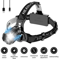 1200000LM LED Headlamp USB Rechargeable Super Bright Zoom Head Torch Headlight picture