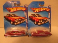 Hot Wheels 2009 Hot Auction #3/10 '64 Chevy Impala Red Set of 2 NEW DieCast 1/64 picture