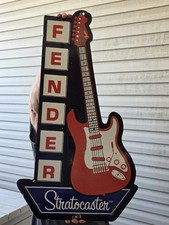 LARGE VINTAGE  FENDER STRATOCASTER PORCELAIN SIGN 30
