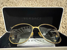 Versace Women's 0211 Aviator Sunglasses Metal Gold Frame Gray Tinted Lightweight picture