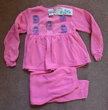 VTG 90s Basic Image Girls Sz 6x 2 Piece Set Pink Puppy Dog Cute Adorable NWT picture