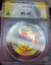 1882 S  MS63  MORGAN SILVER DOLLAR / ABSOLUTELY STUNNING 🌈 VERY  PQ . picture