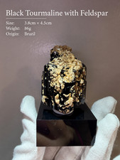 Brazil Black Tourmaline with Feldspar Mineral Specimen 3.8 × 4.5 cm 86g picture