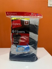 Hanes -Tagless Men's T-Shirts Value Pack Black and Gray, Size M, 6 Pack picture